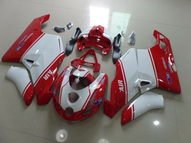 Red and White 2003-2004 Ducati Ducati 749 999 Motorcycle Fairing Red and White 2003-2004 Ducati Ducati 749 999 Motorcycle Fairing