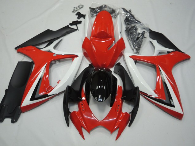 Red and White 2006-2007 Suzuki GSXR 600-750 Motorcycle Fairing Red and White 2006-2007 Suzuki GSXR 600-750 Motorcycle Fairing