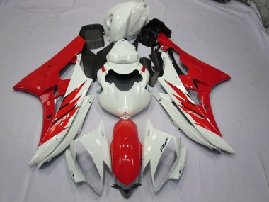 Red and White 2006-2007 Yamaha R6 Motorcycle Fairing
