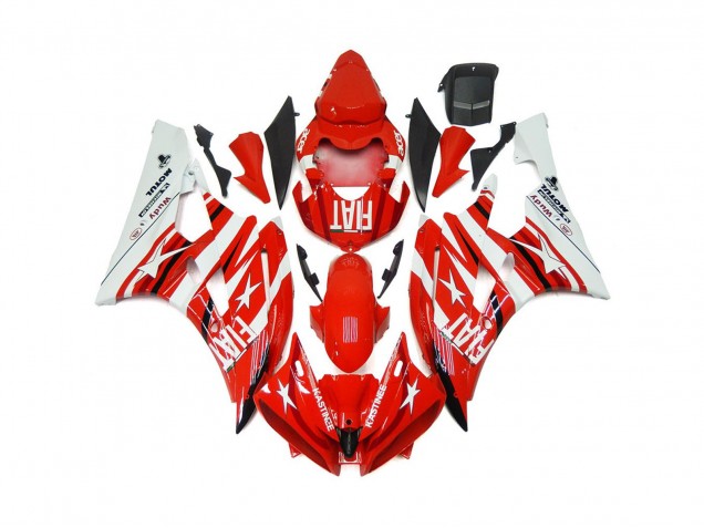 Red and White Star Fiat 2006-2007 Yamaha R6 Motorcycle Fairing Red and White Star Fiat 2006-2007 Yamaha R6 Motorcycle Fairing