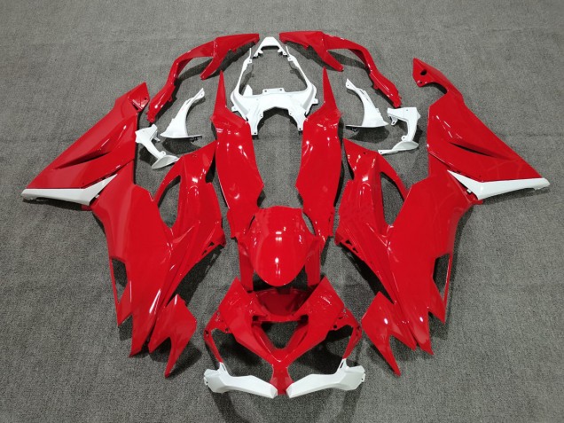 Red with White 2019-2023 Kawasaki ZX6R Motorcycle Fairing Red with White 2019-2023 Kawasaki ZX6R Motorcycle Fairing