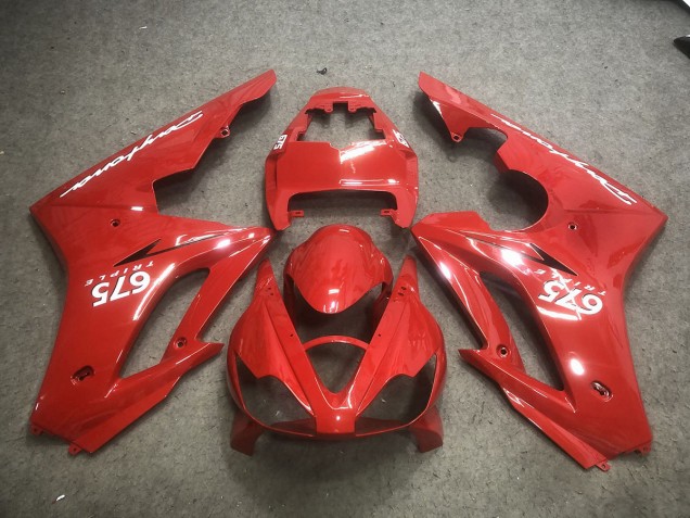 Red with White Decals 2006-2008 Triumph Daytona 675 Motorcycle Fairing Red with White Decals 2006-2008 Triumph Daytona 675 Motorcycle Fairing