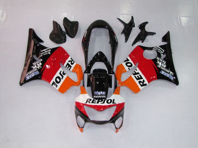 Repsol Red Orange and Black 1999-2000 Honda CBR600 F4 Motorcycle Fairing Repsol Red Orange and Black 1999-2000 Honda CBR600 F4 Motorcycle Fairing
