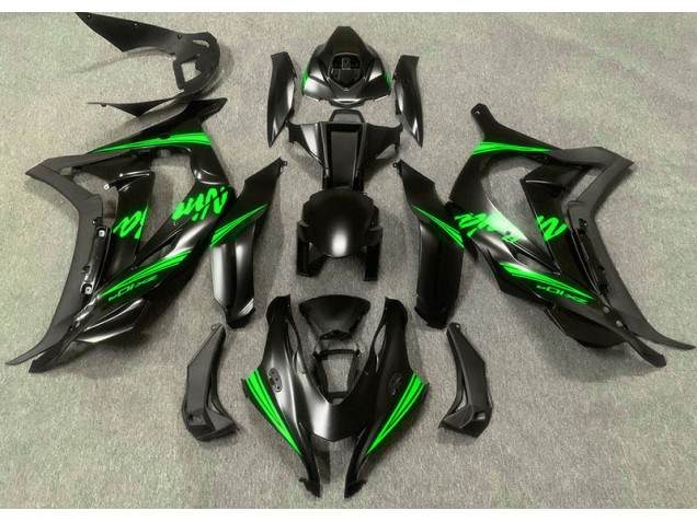 Satin Black & Green 2016-2019 Kawasaki ZX10R Motorcycle Fairing Satin Black & Green 2016-2019 Kawasaki ZX10R Motorcycle Fairing