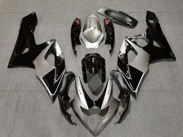 Silver and Black 2005-2006 Suzuki GSXR 1000 Motorcycle Fairing Silver and Black 2005-2006 Suzuki GSXR 1000 Motorcycle Fairing