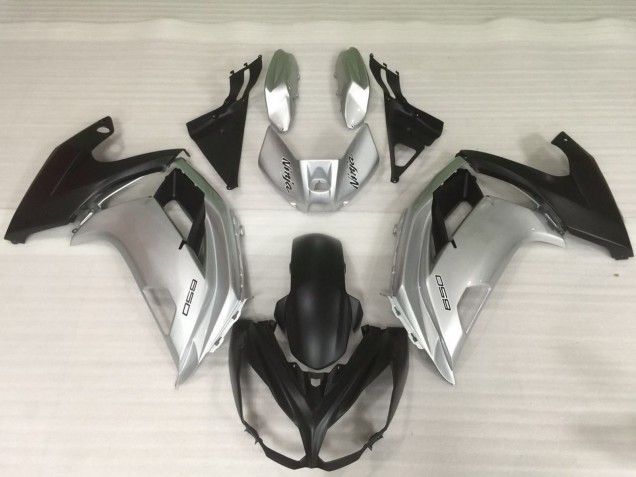 Silver and Black 2012-2016 Kawasaki Ninja 650R Motorcycle Fairing Silver and Black 2012-2016 Kawasaki Ninja 650R Motorcycle Fairing