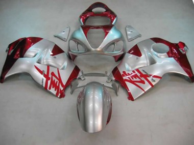 Silver and Red 1997-2007 Suzuki GSXR 1300 Hayabusa Motorcycle Fairing