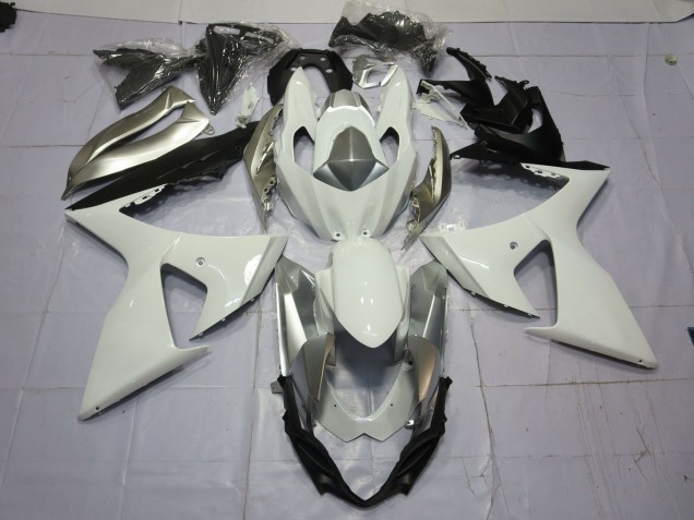 Silver and White 2009-2016 Suzuki GSXR 1000 Motorcycle Fairing Silver and White 2009-2016 Suzuki GSXR 1000 Motorcycle Fairing