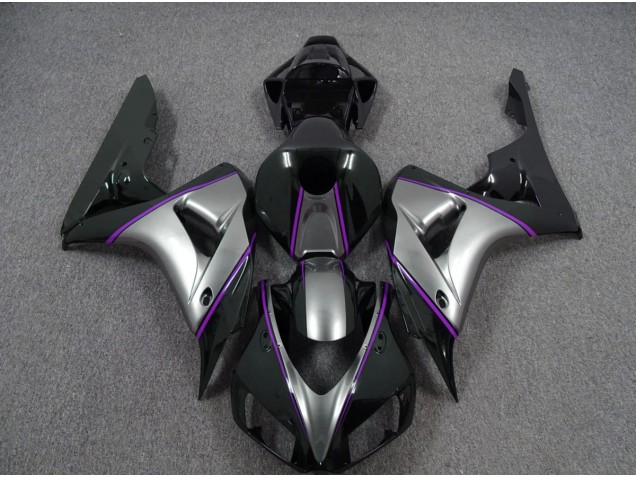 Silver with Dark Purple Pin Stripe 2006-2007 Honda CBR1000RR Motorcycle Fairing Silver with Dark Purple Pin Stripe 2006-2007 Honda CBR1000RR Motorcycle Fairing