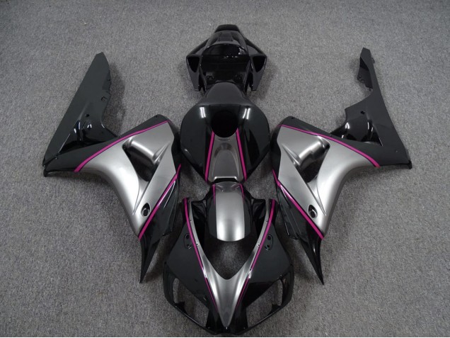 Silver with Pink Pin Stripe 2006-2007 Honda CBR1000RR Motorcycle Fairing Silver with Pink Pin Stripe 2006-2007 Honda CBR1000RR Motorcycle Fairing
