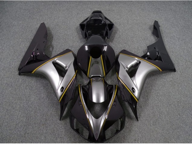 Silver with Yellow Pin Stripe 2006-2007 Honda CBR1000RR Motorcycle Fairing Silver with Yellow Pin Stripe 2006-2007 Honda CBR1000RR Motorcycle Fairing