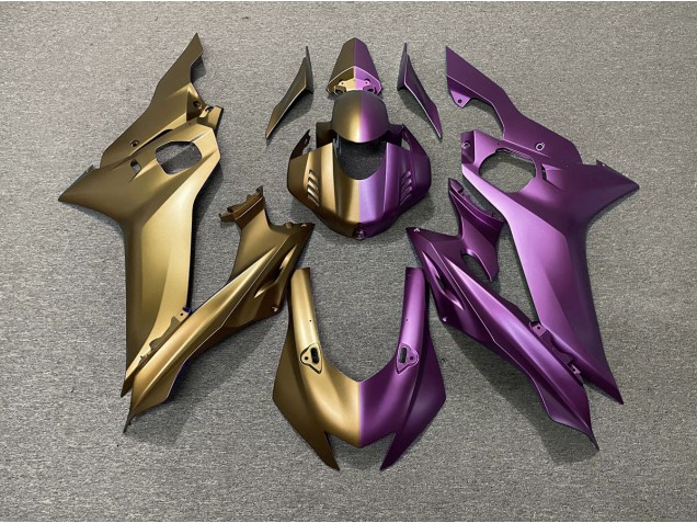 Tan and Purple Split 2017-2021 Yamaha R6 Motorcycle Fairing Tan and Purple Split 2017-2021 Yamaha R6 Motorcycle Fairing