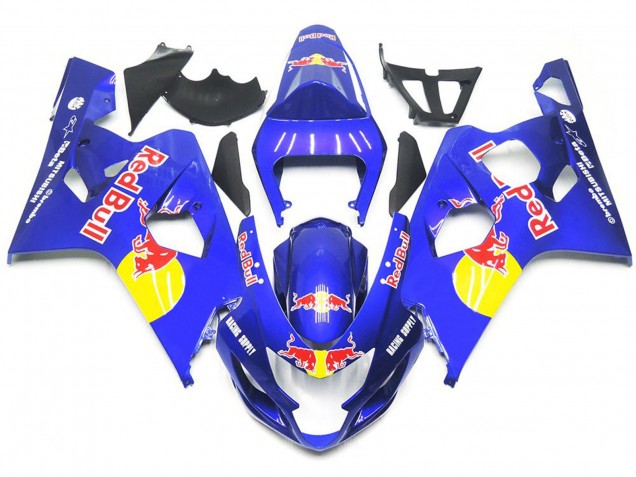 Vibrant Blue Red Bull Style 2004-2005 Suzuki GSXR 600-750 Motorcycle Fairing