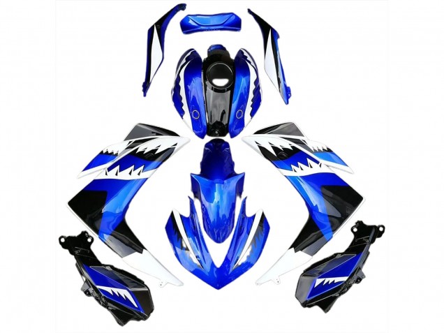 White Blue and Black Shark 2015-2018 Yamaha R3 Motorcycle Fairing White Blue and Black Shark 2015-2018 Yamaha R3 Motorcycle Fairing