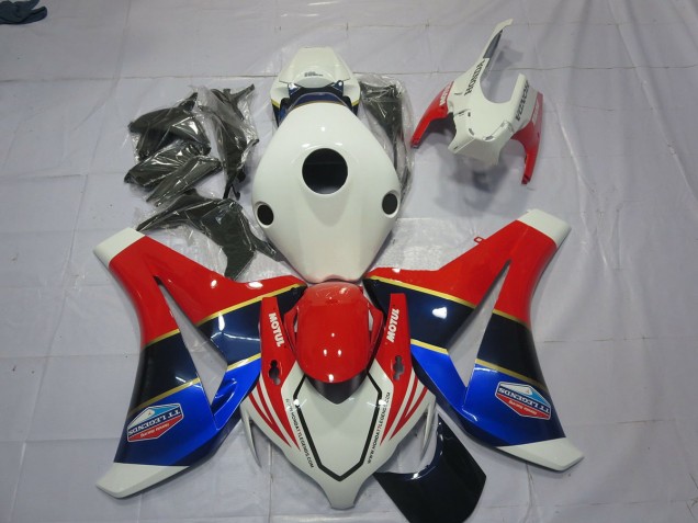 White Blue and Red 2008-2011 Honda CBR1000RR Motorcycle Fairing White Blue and Red 2008-2011 Honda CBR1000RR Motorcycle Fairing