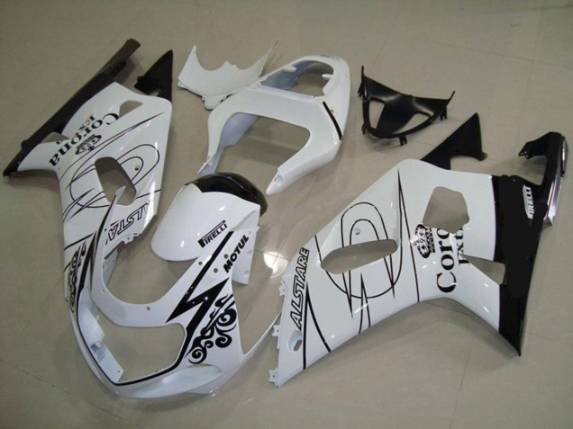 White Corona 2001-2003 Suzuki GSXR 600-750 Motorcycle Fairing White Corona 2001-2003 Suzuki GSXR 600-750 Motorcycle Fairing