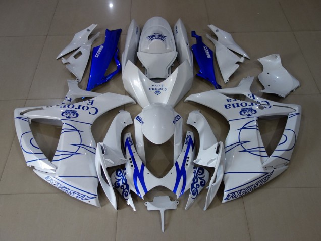 White Corona 2006-2007 Suzuki GSXR 600-750 Motorcycle Fairing