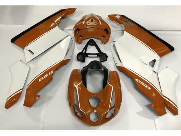 White Orange and Black 2003-2004 Ducati Ducati 749 999 Motorcycle Fairing White Orange and Black 2003-2004 Ducati Ducati 749 999 Motorcycle Fairing