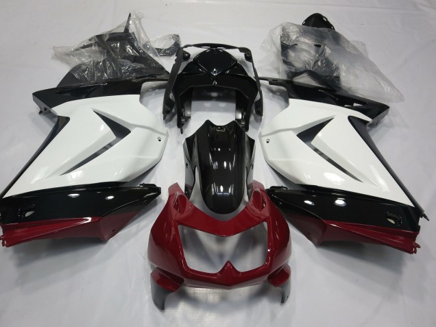 White Red and Black 2008-2012 Kawasaki Ninja 250 Motorcycle Fairing White Red and Black 2008-2012 Kawasaki Ninja 250 Motorcycle Fairing