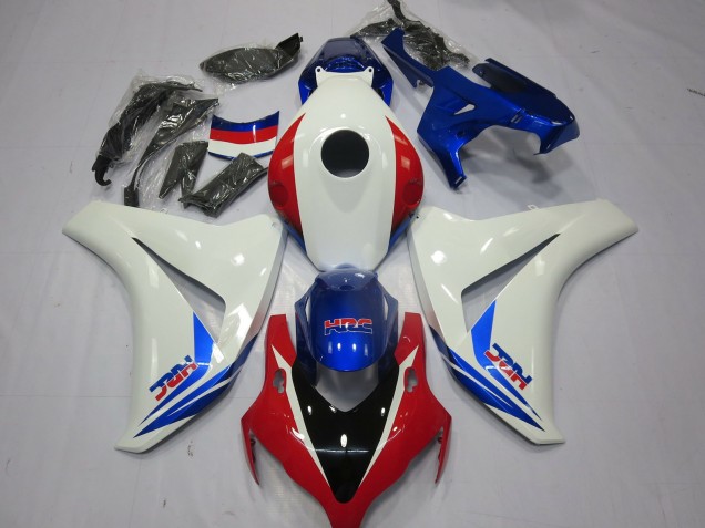 White Red and Blue 2008-2011 Honda CBR1000RR Motorcycle Fairing