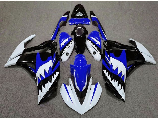 White Shark & Blue 2015-2018 Yamaha R3 Motorcycle Fairing White Shark & Blue 2015-2018 Yamaha R3 Motorcycle Fairing