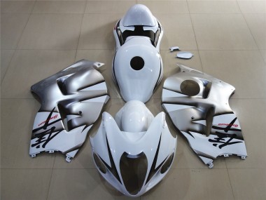 White & Shiny Silver 1997-2007 Suzuki GSXR 1300 Hayabusa Motorcycle Fairing