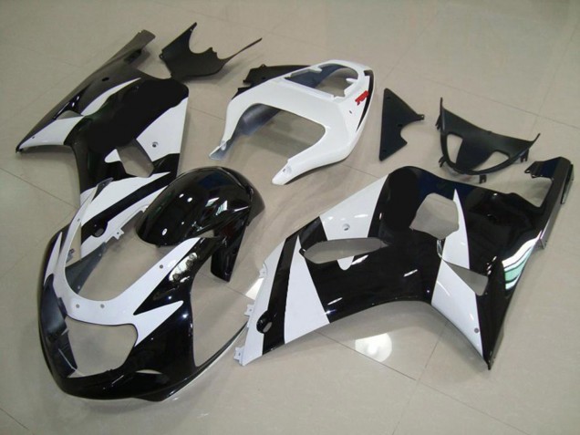 White and Black 2001-2003 Suzuki GSXR 600-750 Motorcycle Fairing White and Black 2001-2003 Suzuki GSXR 600-750 Motorcycle Fairing