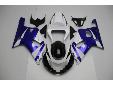 White and Blue 2001-2003 Suzuki GSXR 600-750 Motorcycle Fairing