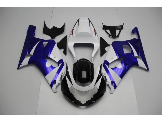 White and Blue 2001-2003 Suzuki GSXR 600-750 Motorcycle Fairing White and Blue 2001-2003 Suzuki GSXR 600-750 Motorcycle Fairing
