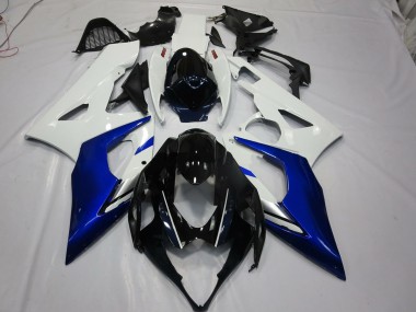White and Blue 2005-2006 Suzuki GSXR 1000 Motorcycle Fairing