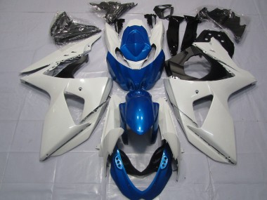 White and Blue 2009-2016 Suzuki GSXR 1000 Motorcycle Fairing