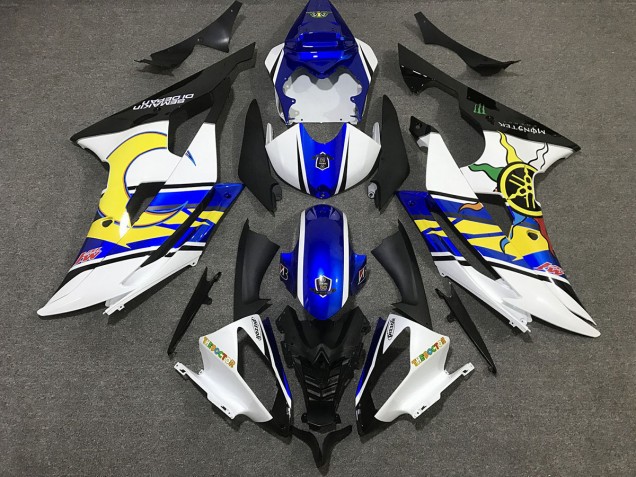 White and Blue Custom 2008-2016 Yamaha R6 Motorcycle Fairing White and Blue Custom 2008-2016 Yamaha R6 Motorcycle Fairing