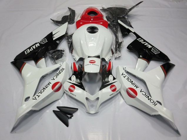 White and Red KM 2007-2008 Honda CBR600RR Motorcycle Fairing White and Red KM 2007-2008 Honda CBR600RR Motorcycle Fairing