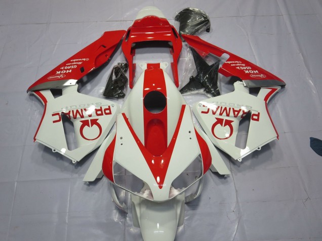 White and Red Pramac 2003-2004 Honda CBR600RR Motorcycle Fairing White and Red Pramac 2003-2004 Honda CBR600RR Motorcycle Fairing