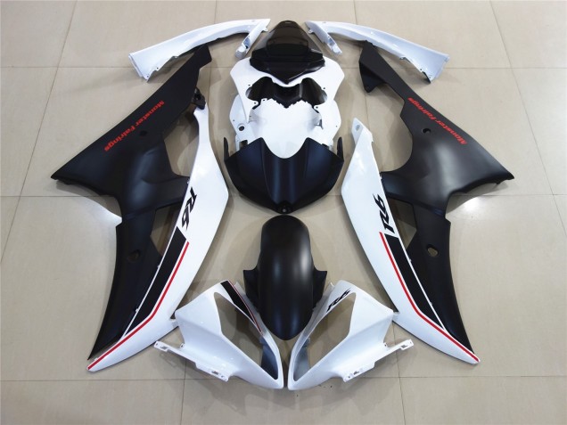 White with Black Custom OEM Style 2008-2016 Yamaha R6 Motorcycle Fairing
