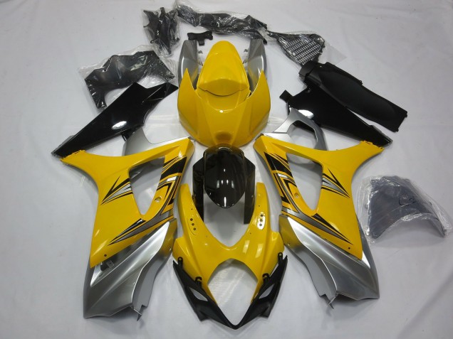 Yellow Silver 2007-2008 Suzuki GSXR 1000 Motorcycle Fairing Yellow Silver 2007-2008 Suzuki GSXR 1000 Motorcycle Fairing
